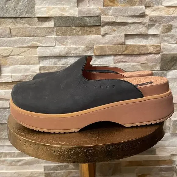 REEF Women’s Mule Clogs US 9 | Suede Leather, Cork Footbed, Slip-On - Picture 4 of 11